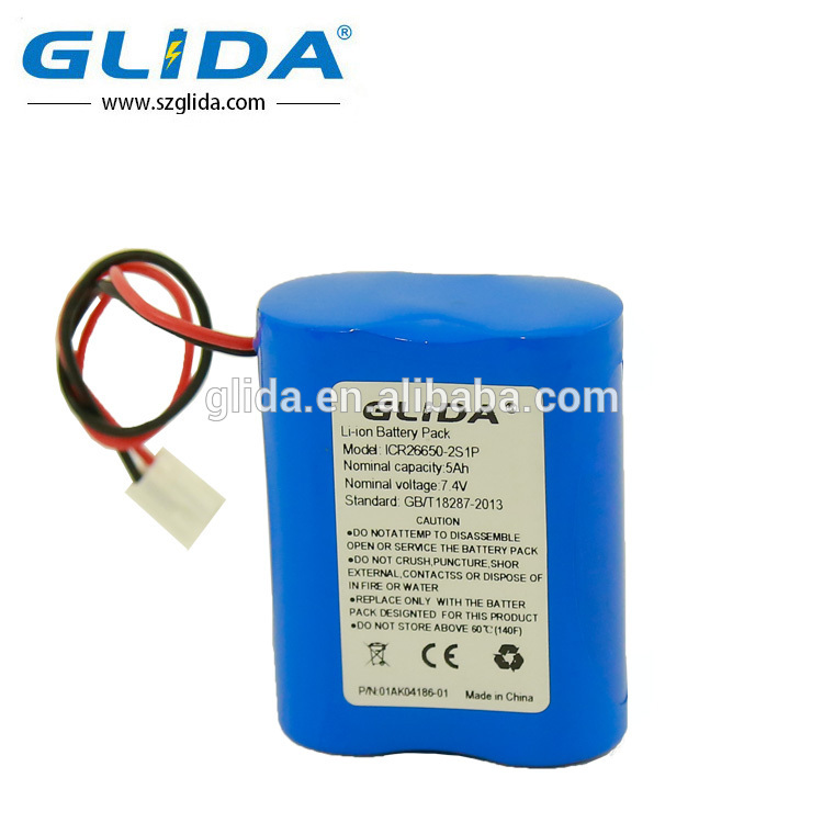 7.4V 5Ah 26650- 2S1P li-ion battery pack China Manufacturer